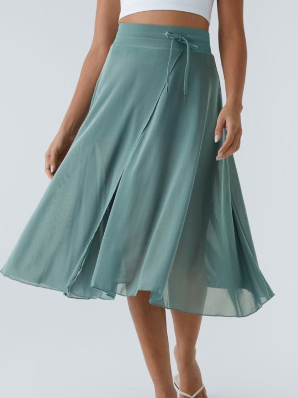 Halara High-Waisted Flowy Mesh Midi Skirt with Built-In Shorts & Pockets